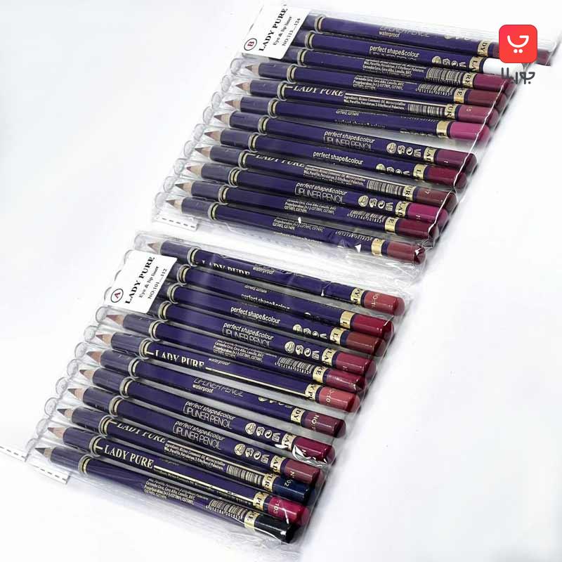 پک ۱۲ عددی خط لب مدادی برند لیدی پیور Lady Pure Lip Liner